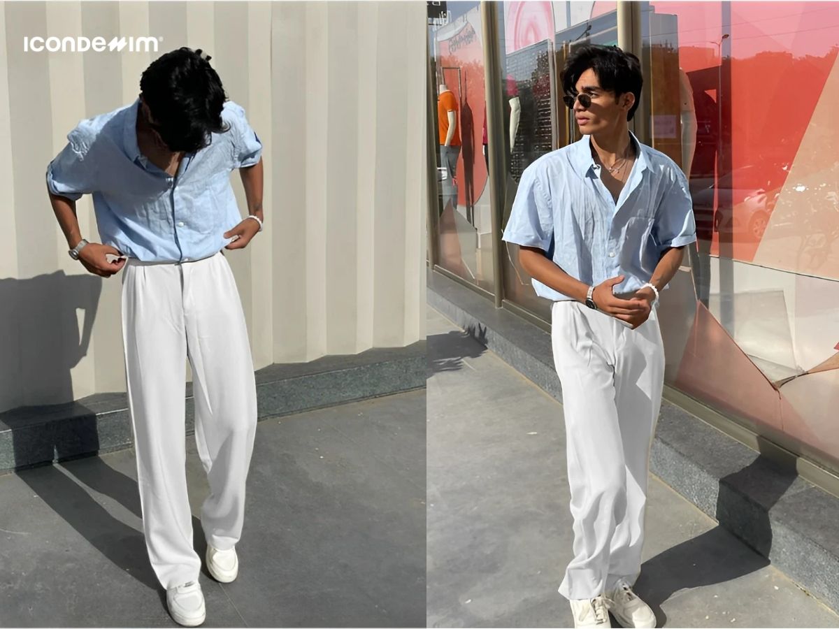 Set đồ quần tây áo sơ mi phong cách Hàn Quốc