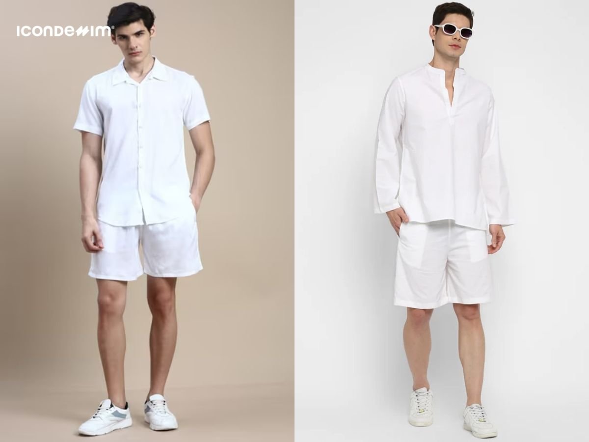 Áo sơ mi trắng phối với quần short trắng