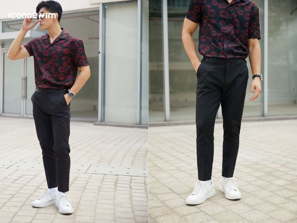 Sơ vin áo sơ mi tay ngắn với quần tây