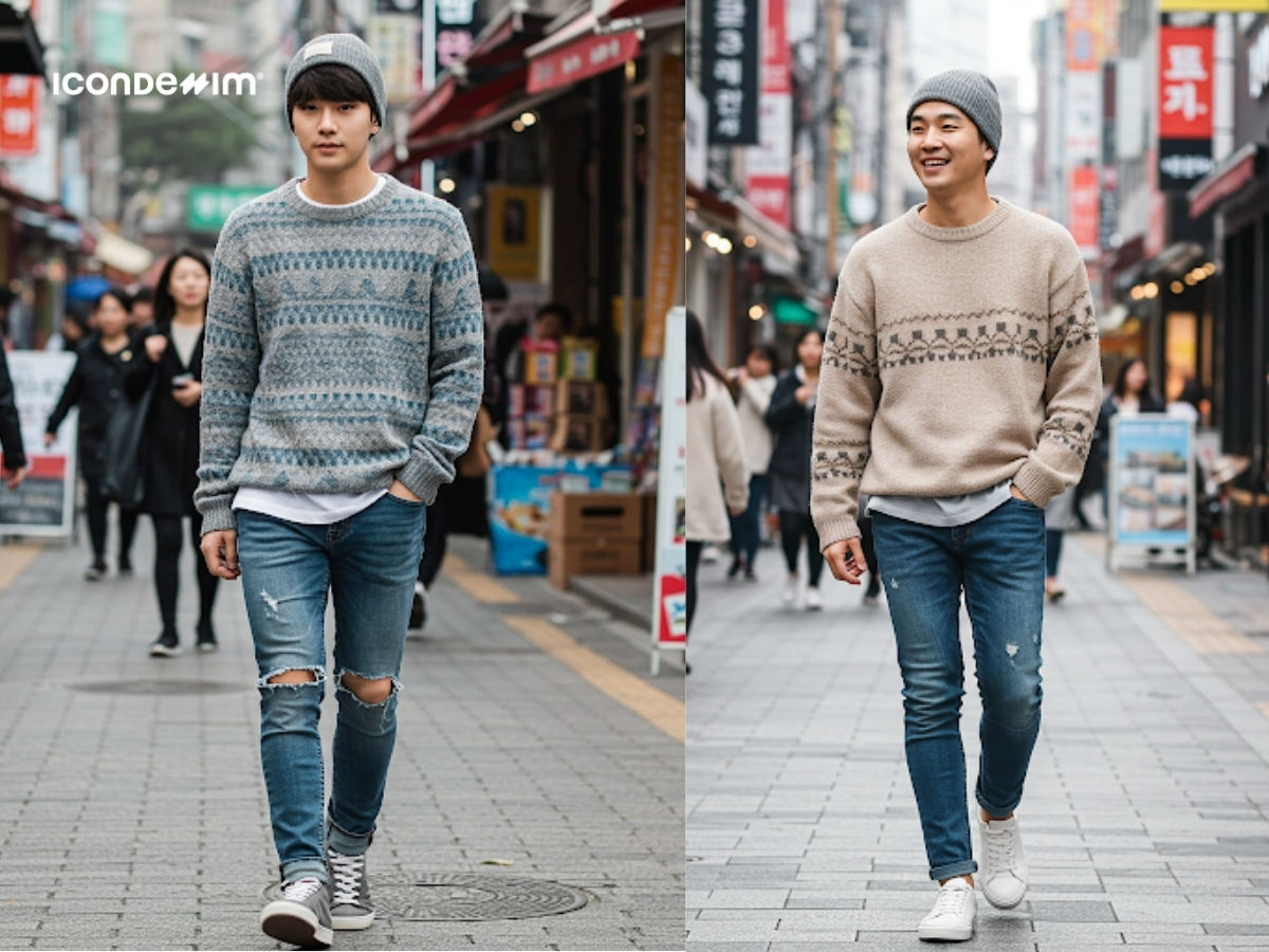 Sweater, áo thun basic và quần jeans