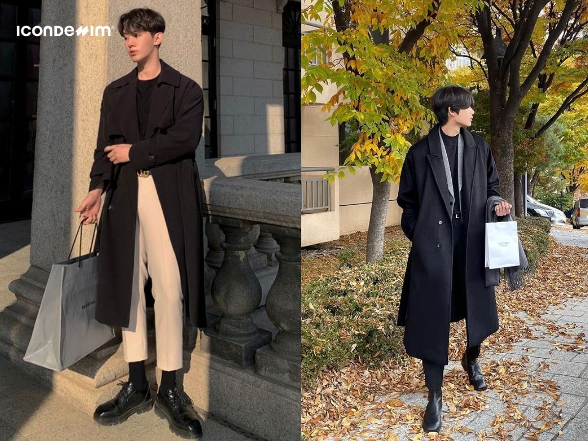Phối đồ với quần tây nam Hàn Quốc và áo khoác dáng dài