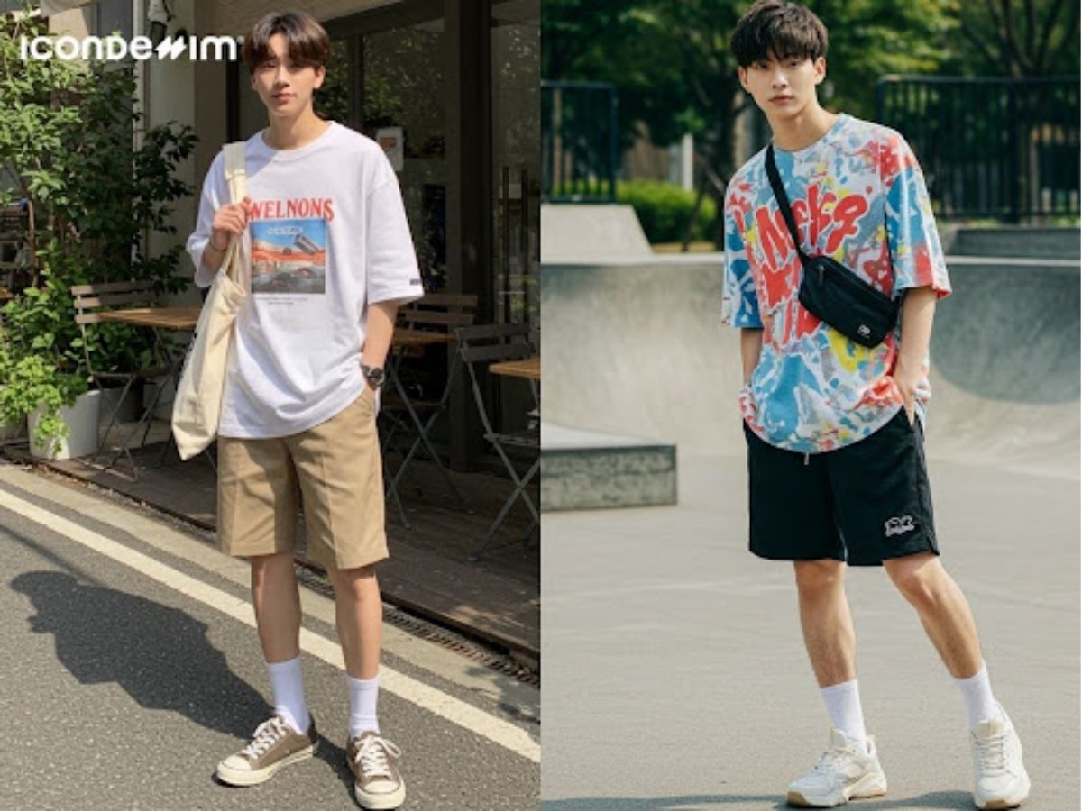 Áo thun oversize họa tiết và quần short