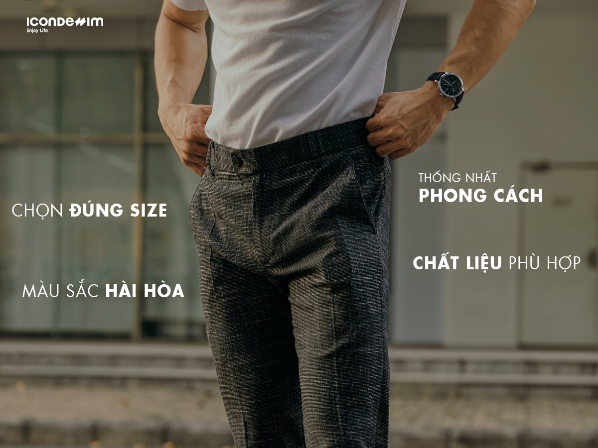 Nguyên tắc phối áo thun và quần tây nam