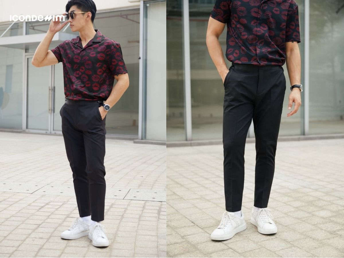 Phối áo sơ mi họa tiết, màu sắc với quần trouser