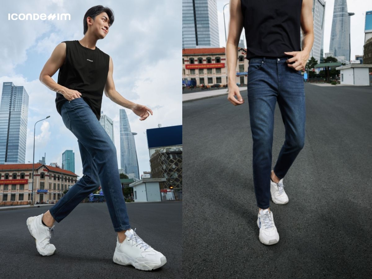 Phái nam khoe body cuốn hút với outfit quần jeans ống ôm phối với áo tank top