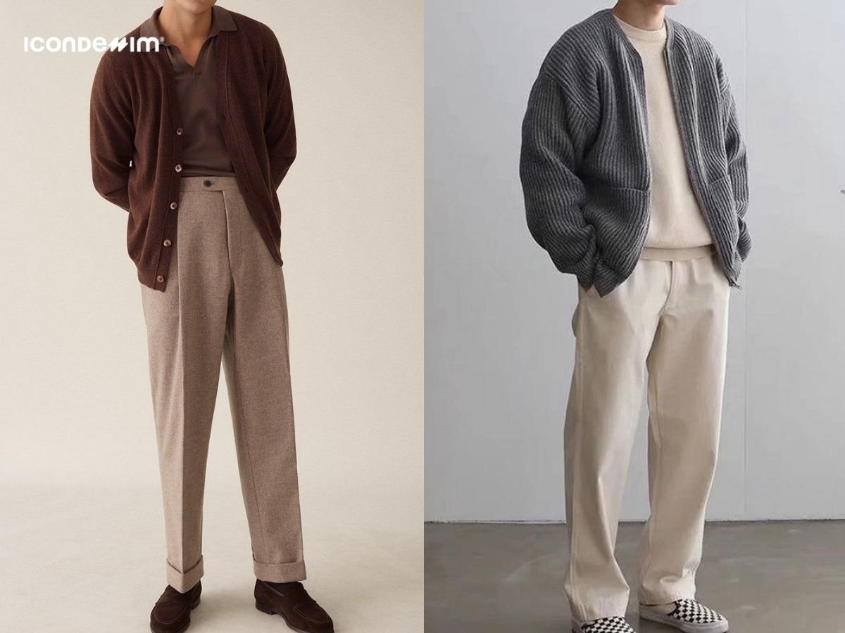 Phối áo thun, quần jeans với áo khoác Cardigan