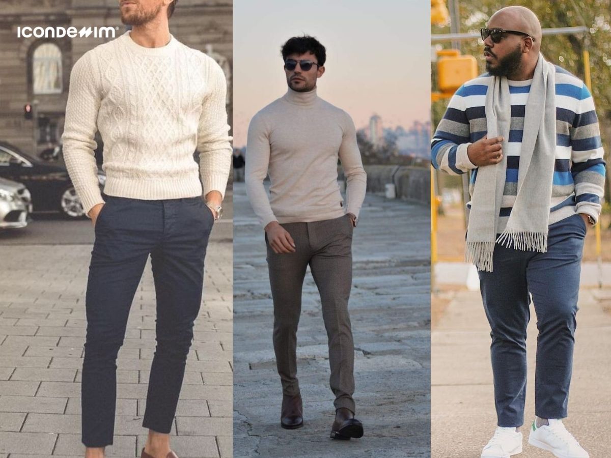 Áo len và quần âu hack dáng cho nam béo bụng