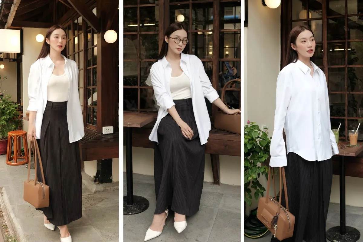 3-jpg-2gg1 Phối áo hai dây với chân váy dài và sơ mi trắng