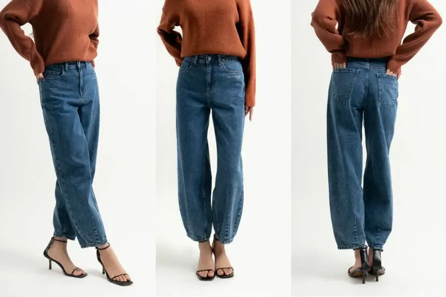 Quần jean carrot xếp ly lai kết hợp áo len là bộ đôi hoàn hảo trong mùa đông