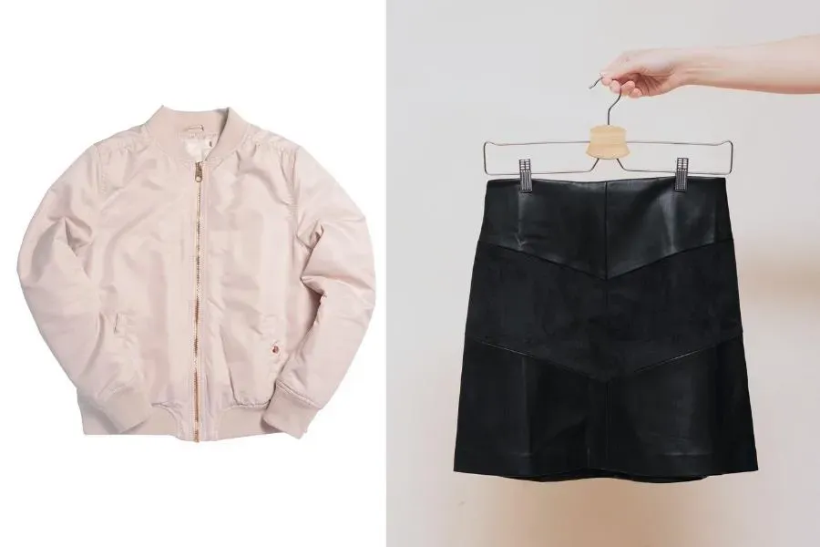 Áo khoác bomber và chân váy, combo không thể thiếu cho cô gái ưa vận động mạnh.