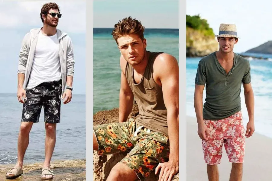 Áo thun basic phối cùng quần short họa tiết tạo phong cách trẻ trung, năng động.