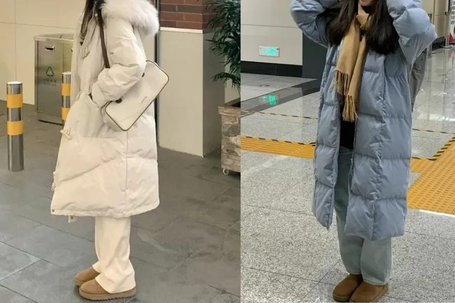 Chiếc áo khoác phao nữ dáng dài chuẩn fashionista theo phong cách Hàn Quốc