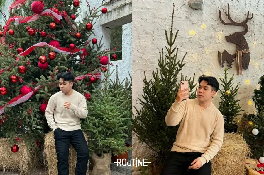 Thanh lịch trong những shoot hình Giáng Sinh với chiếc áo len cổ V