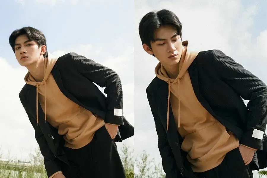 Áo hoodie nam form rộng mix cùng áo blazer mang đến hiệu quả phối đồ độc đáo và ấn tượng.