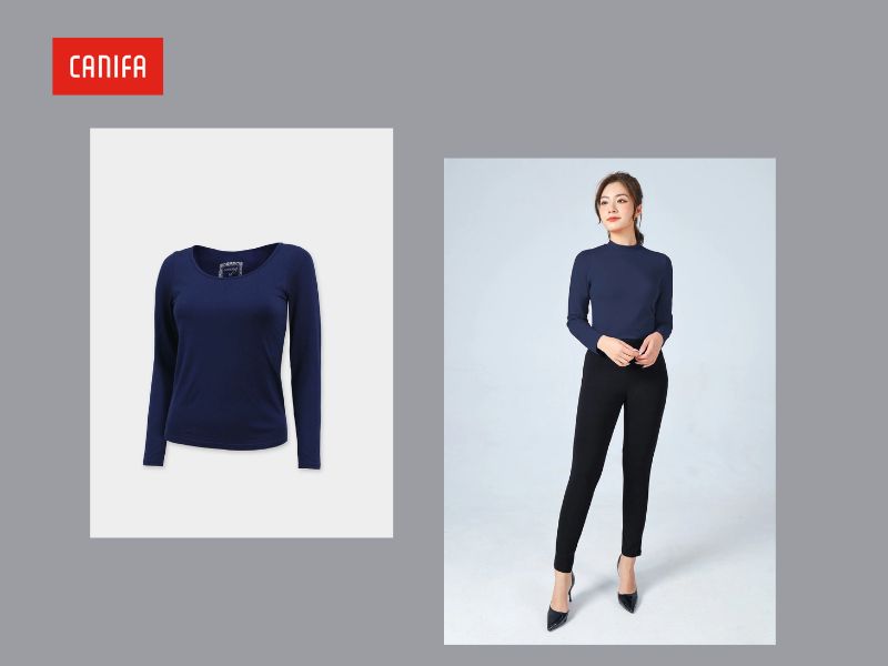 Áo giữ nhiệt nữ màu xanh navy