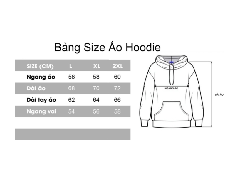 bảng size hoodie
