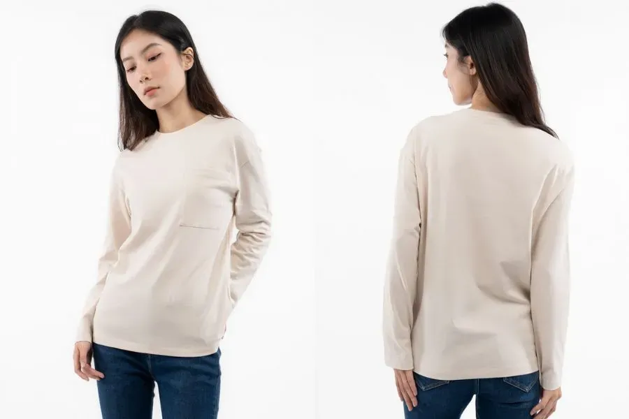 Áo thun nữ tay dài form dáng suông mang đến một phong cách trẻ trung, ngọt ngào.