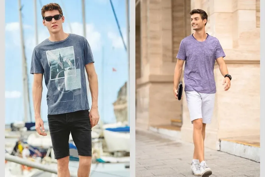 Quần short phối cùng áo thun cao cấp mang lại sự thoải mái và phong cách.