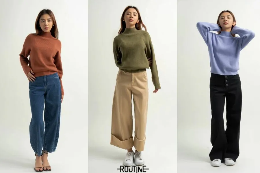 Gợi ý 3 cách phối áo len nữ dệt gân với đa dạng kiểu quần