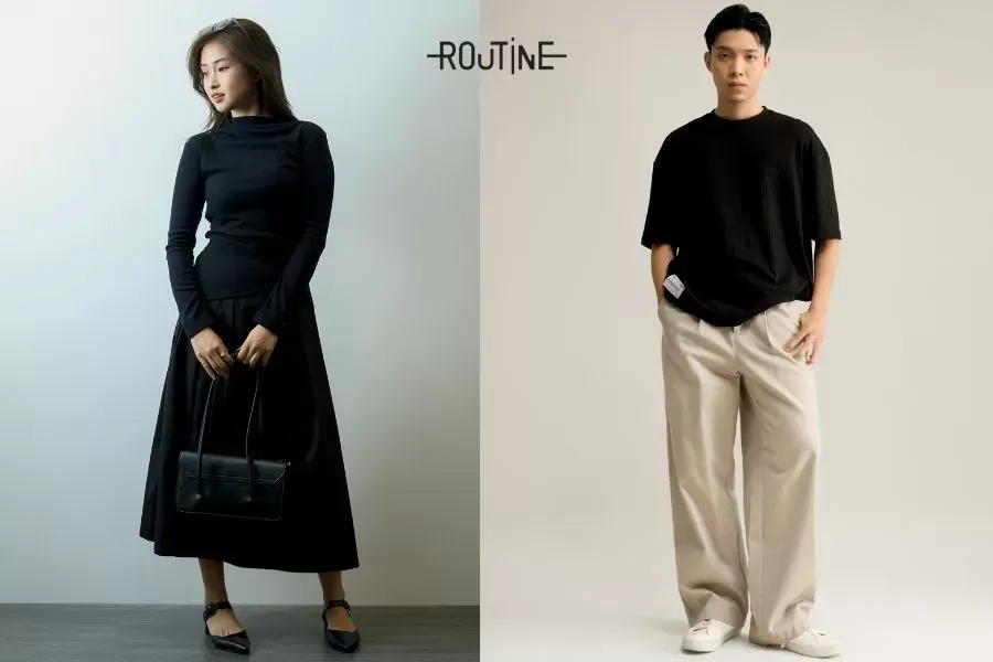 Áo phông trơn có màu sắc trung tính là gợi ý cách phối theo phong cách nhẹ nhàng, thanh lịch