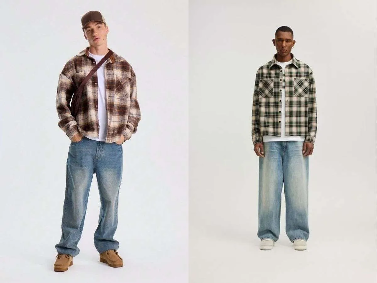 Cách phối áo sơ mi caro và quần jean mang hơi thở Grunge