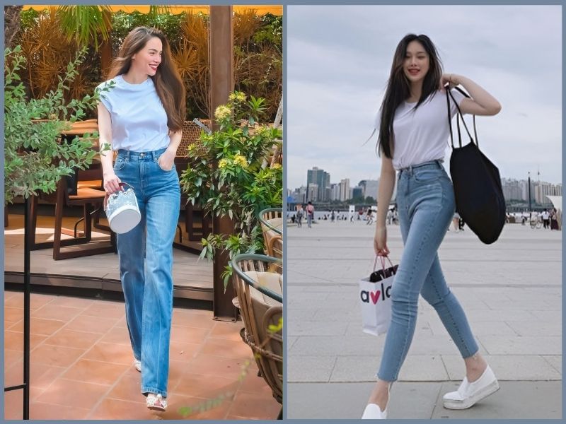 cách phối đồ với áo thun trắng nữ