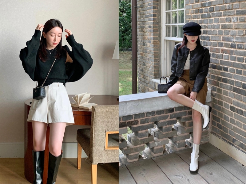 cách phối đồ với quần short nữ mùa đông