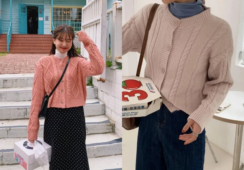 Diện áo len cổ lọ và áo khoác cardigan ấm áp, thanh lịch Diện áo len cổ lọ và áo khoác cardigan ấm áp, thanh lịch