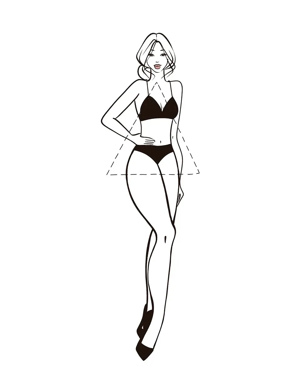 Đặc điểm hình thể dáng quả lê: vai hẹp, eo thon, hông và đùi nở rộng