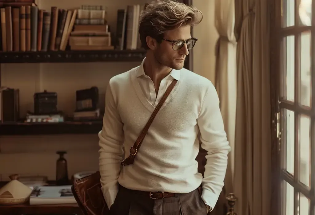 Áo len ôm body phối cùng sơ mi tạo phong cách lịch lãm