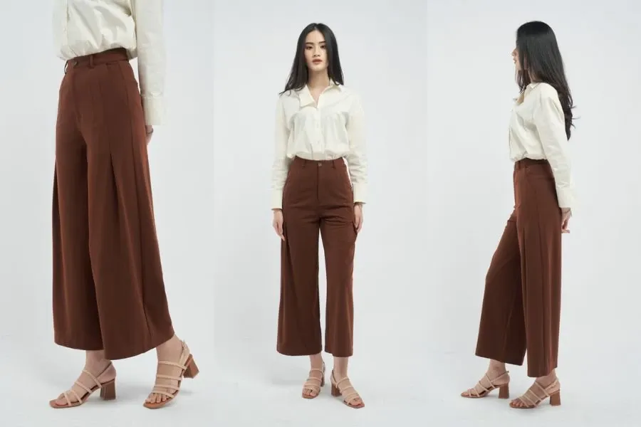 Chiếc quần form wide leg dễ mix&match, tạo ra nhiều outfit khác nhau cùng những chiếc áo sơ mi của mình.