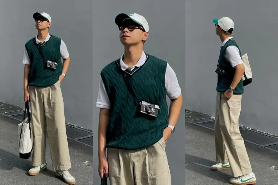 Phong cách layer phối cùng quần form wide leg sẽ cho chàng vẻ đẹp soái ca Hàn Quốc