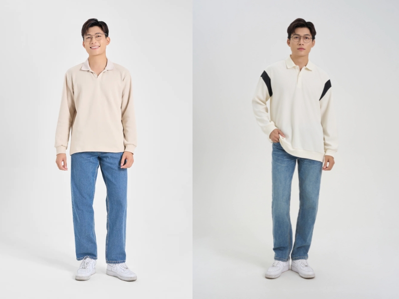 phối đồ với áo polo nam form rộng
