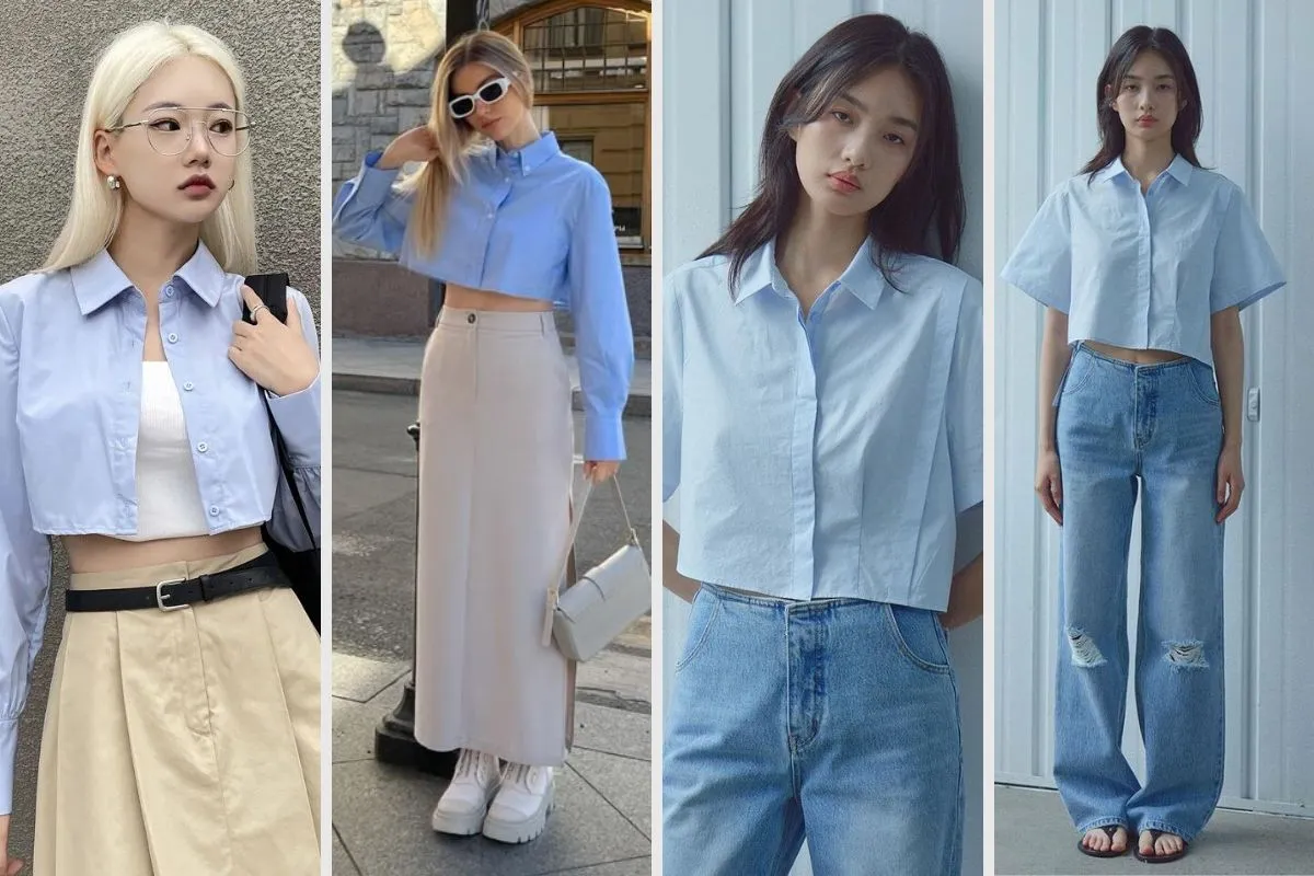 phối đồ đi học sơ mi croptop