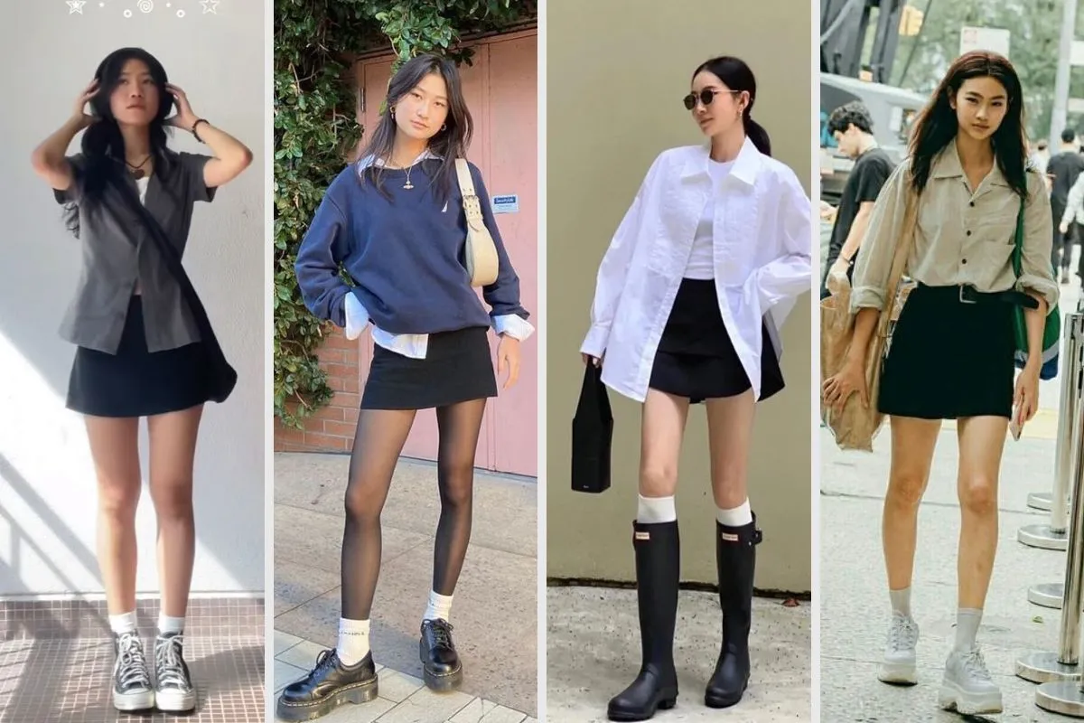 phối đồ với chân váy chữ A đi học