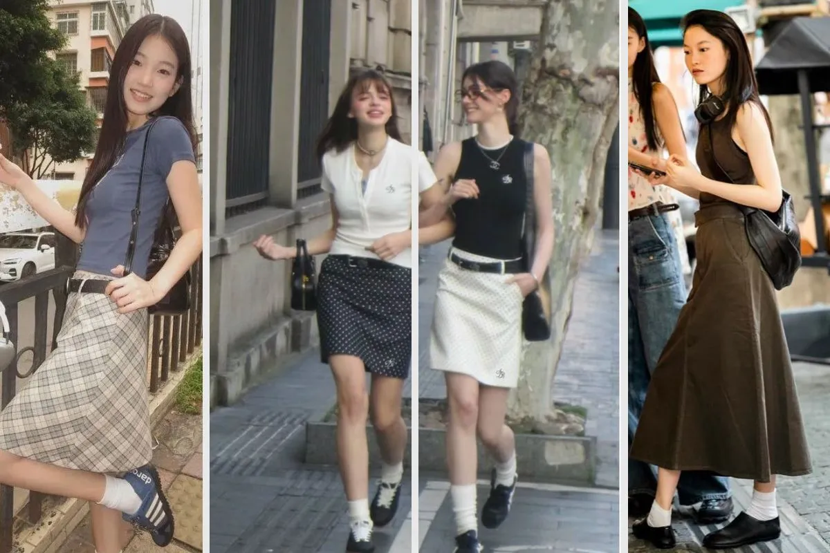 chân váy midi cá tính, dễ thương khi phối