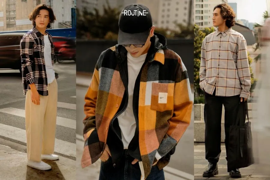 Áo thun phối cùng áo sơ mi flannel độc đáo cho đồ công sở nam mùa đông 2023