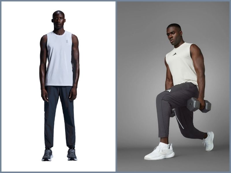 Mặc áo ba lỗ nam cùng quần thể thao tham gia các hoạt động thể thao