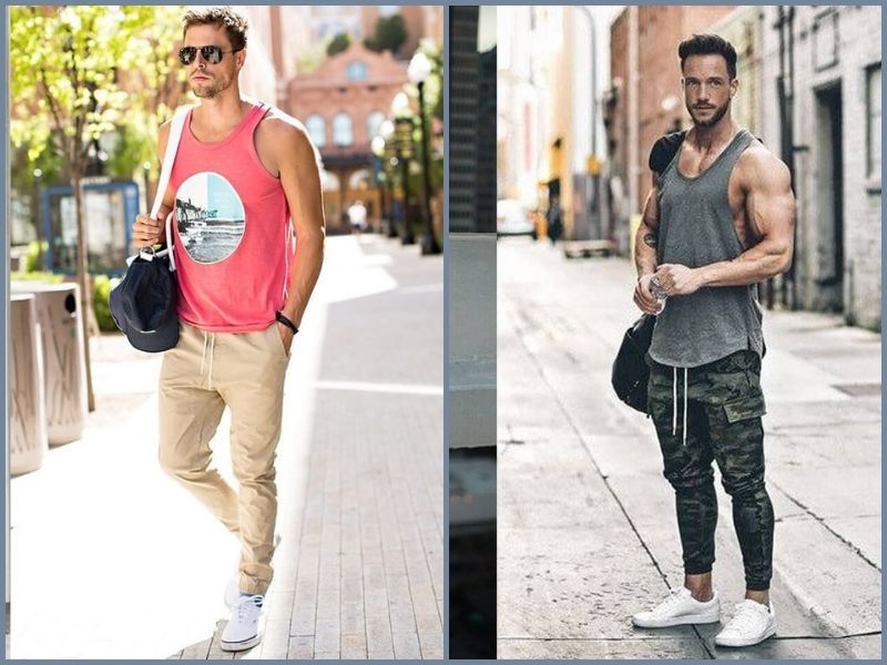 Năng động, thể thao phối áo ba lỗ nam cùng quần jogger