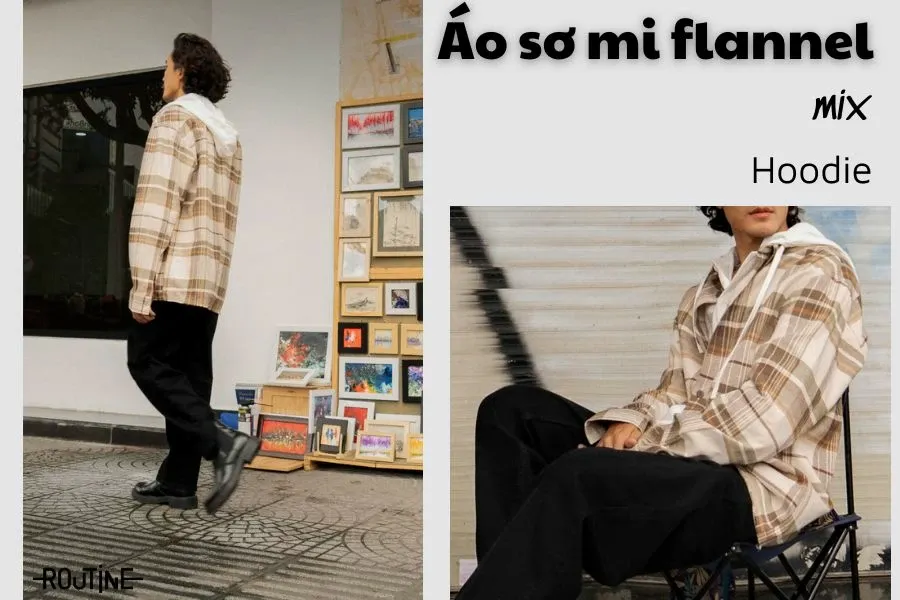 Áo hoodie và cách phối đồ với quần áo flannel đẹp mắt