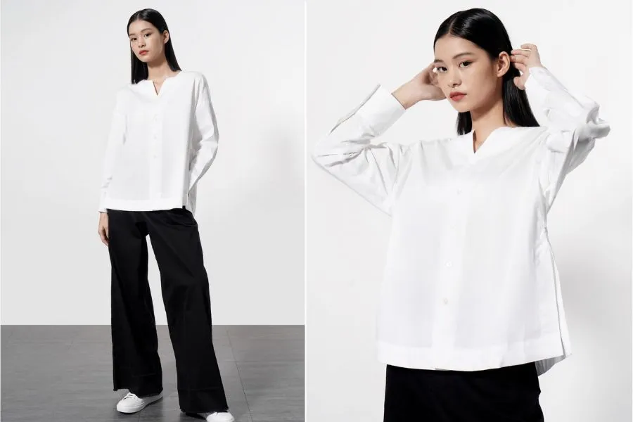 Outfit sơ mi trắng phối quần jean đen cơ bản nhưng tính ứng dụng cao