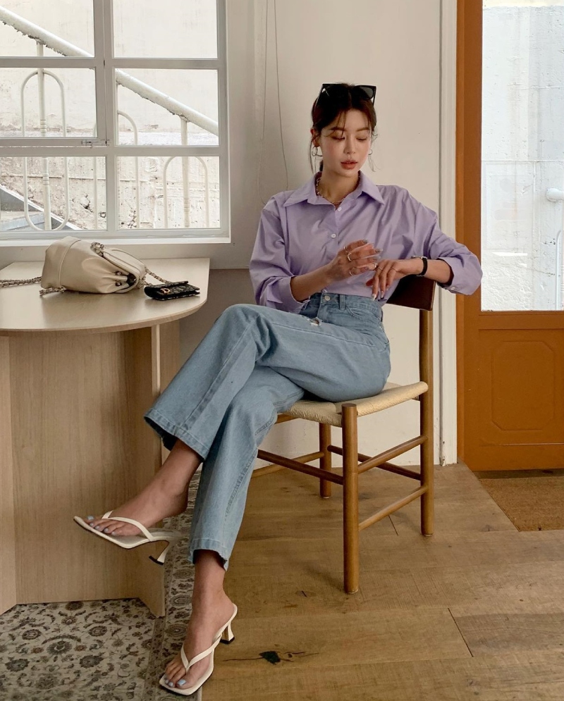 Quần jean kết hợp sơ mi